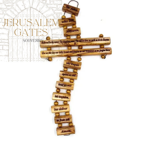 The Lord’s Prayer Olive Wood Cross